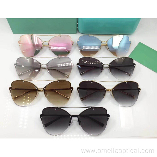 Semi Rimless Butterfly Sunglasses For Women